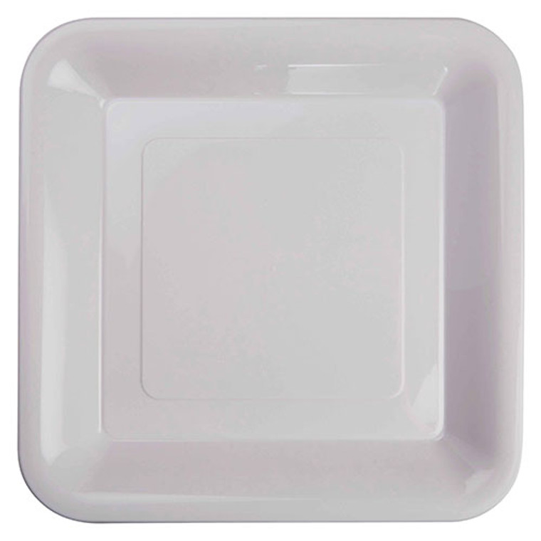 Reusable White Plastic Square Banquet Plates 26cm Pack of 20