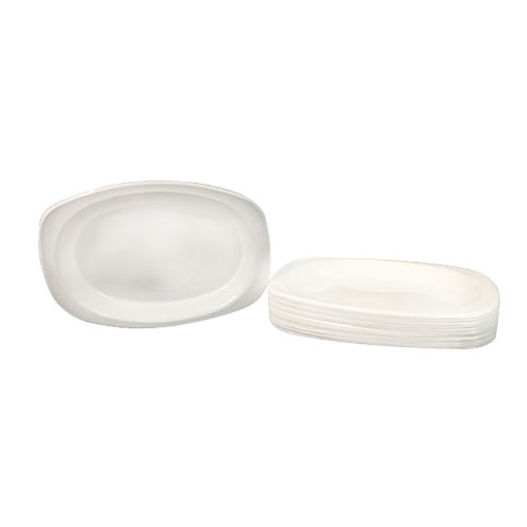 White Reusable Heavy Duty Plastic Oval Plates - 50 Pack (23cm X 16cm)