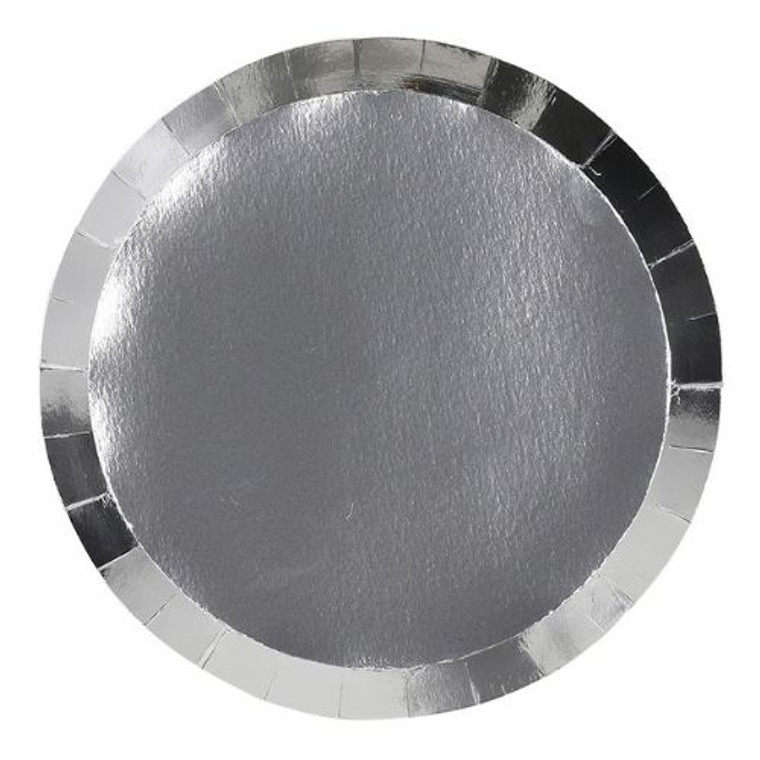 Metallic Silver Paper Banquet Plate 26cm - 10pk