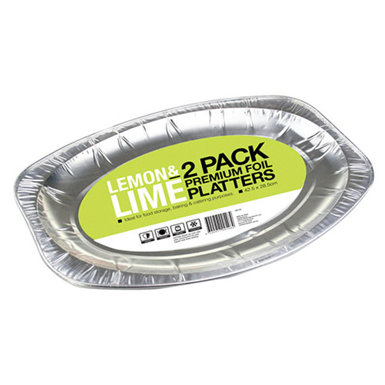 Oval Aluminium Foil Serving Platter 42.5x28.5cm 2 Pack