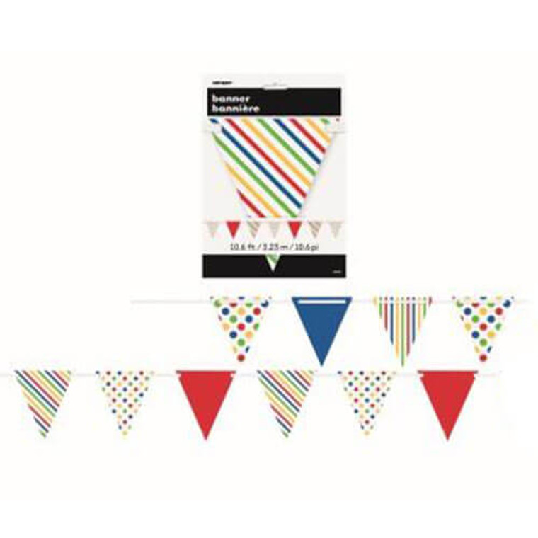 Decorative Bunting Dots and Stripes - Bold Multi 3.23m