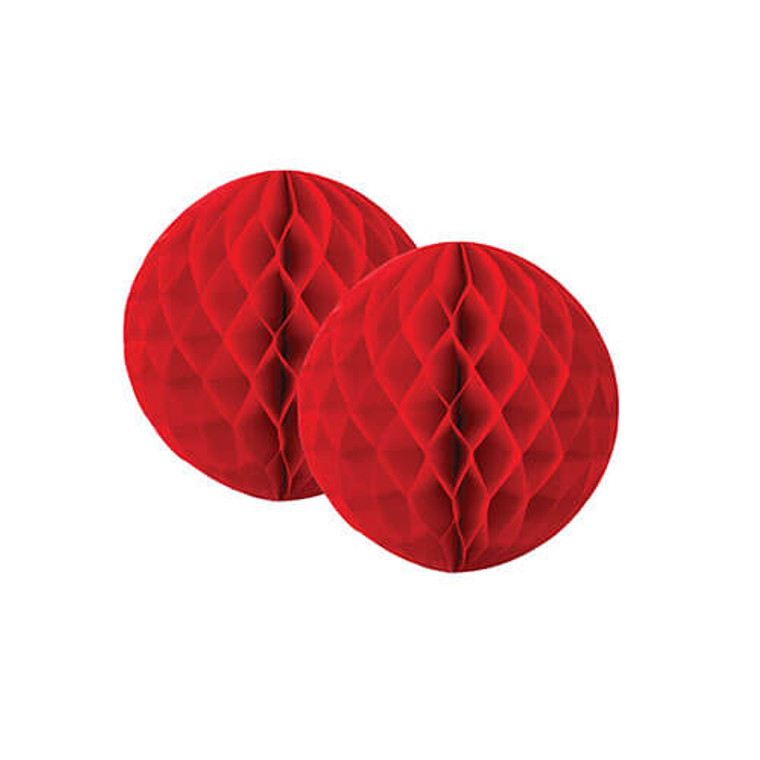 Decorative Honeycomb Ball 2pk 15cm - Red