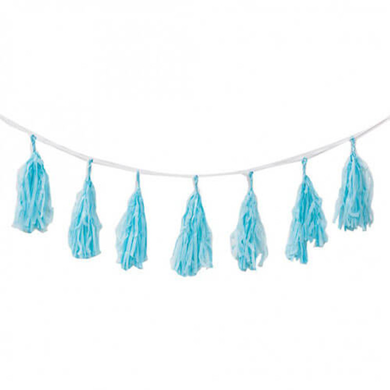 Decorative Paper Tassel Garland 3m - Light Blue