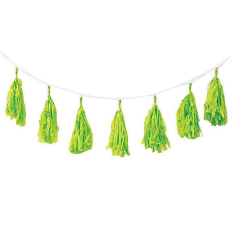 Decorative Paper Tassel Garland 3m - Lime Green