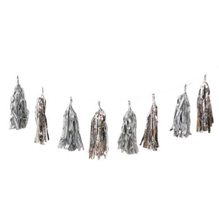 Decorative Paper Tassel Garland 3m - Silver