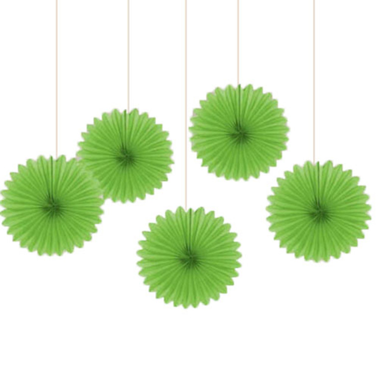 Mini Paper Fans Lime Green 5pk