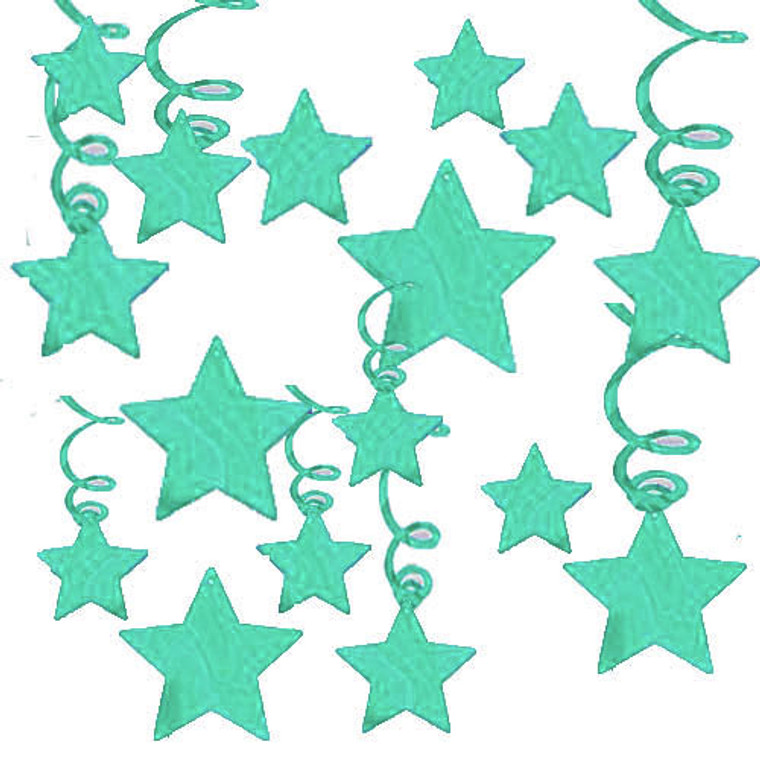 Turquoise Blue Swirls and Stars Decorations Value Pack 30