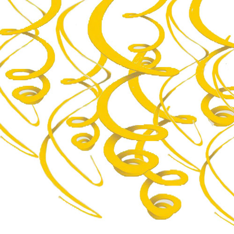 Plastic Swirl Decorations Yellow 12pk
