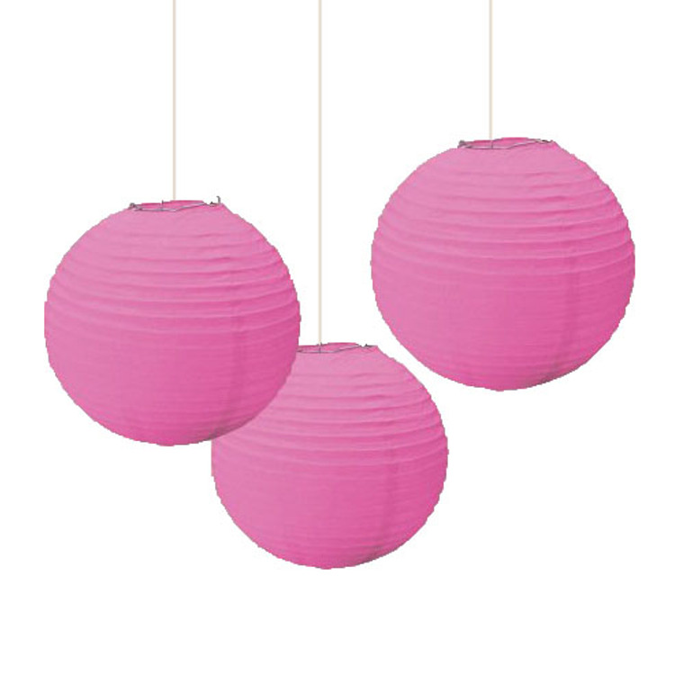 Hot Pink Paper Lanterns 3pk