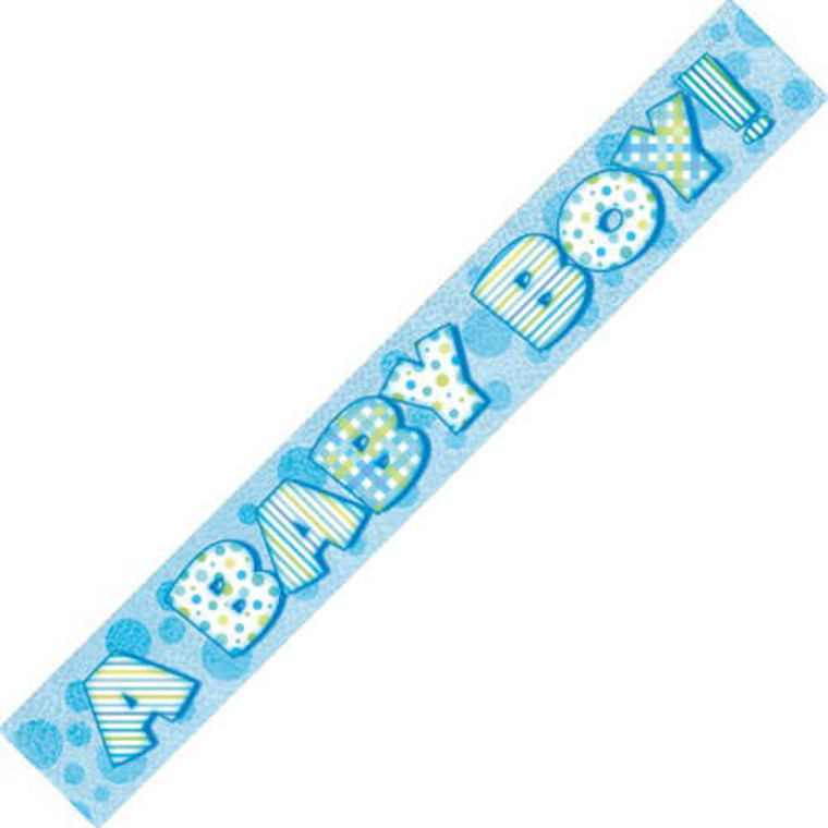 Foil Banner - Baby Shower A Baby Boy" Prismatic"