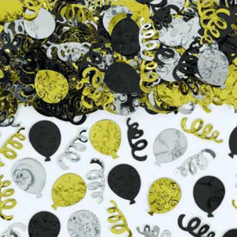 Party Balloons Confetti 70g - Black, Silver and Gold