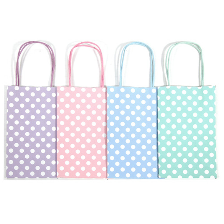 12 Pk Paper Bag - Pastel Assorted Polka Dot Small