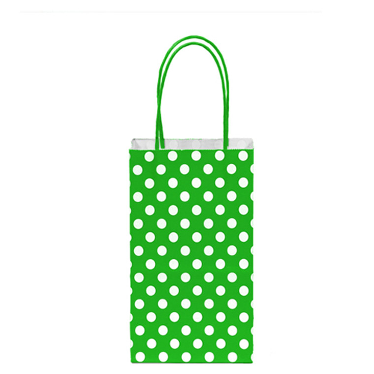 12 PK Paper Bag - Green Polka Dot Small