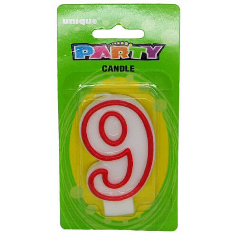 9 - Red & White Numbered Candle