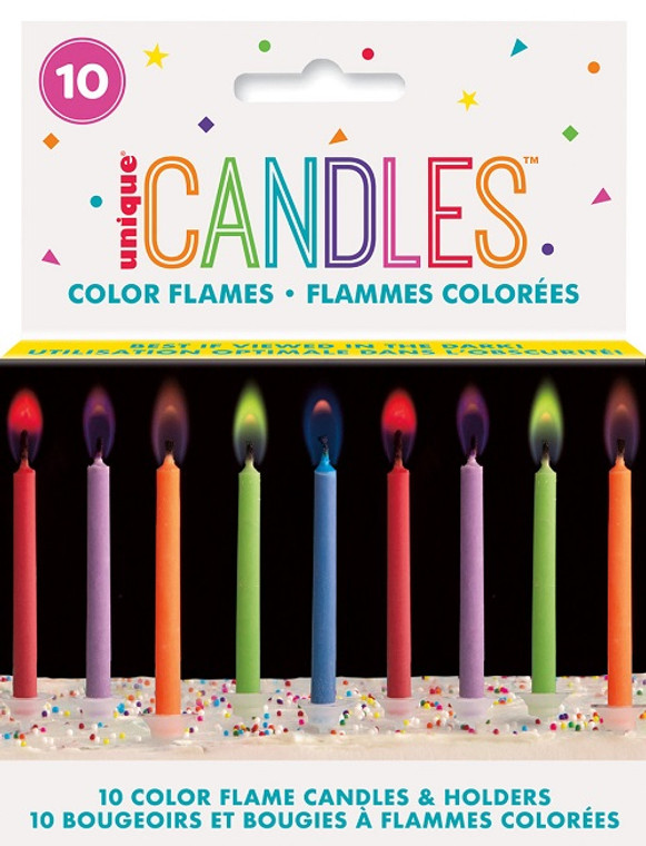 Party Color Flame Birthday Candles & Holders