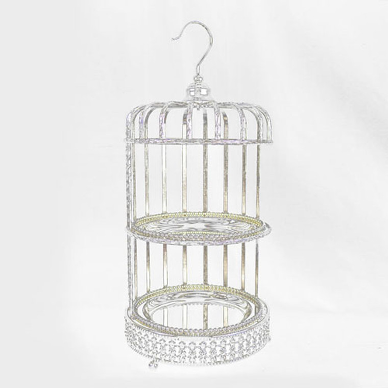 Silver 2 Tier Birdcage Cake Stand
