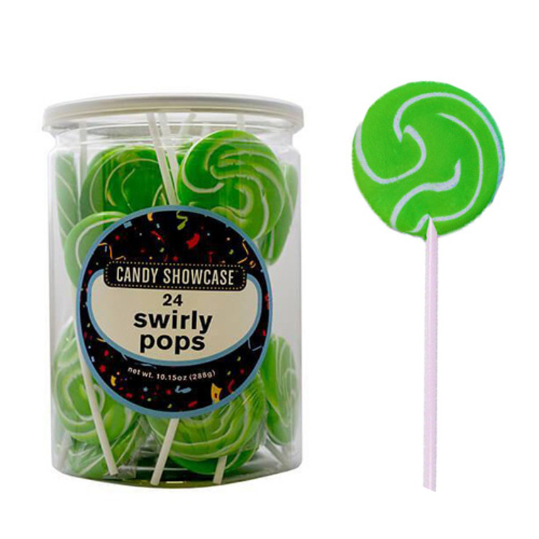 Round Swirly Lollipops-Green 24pk