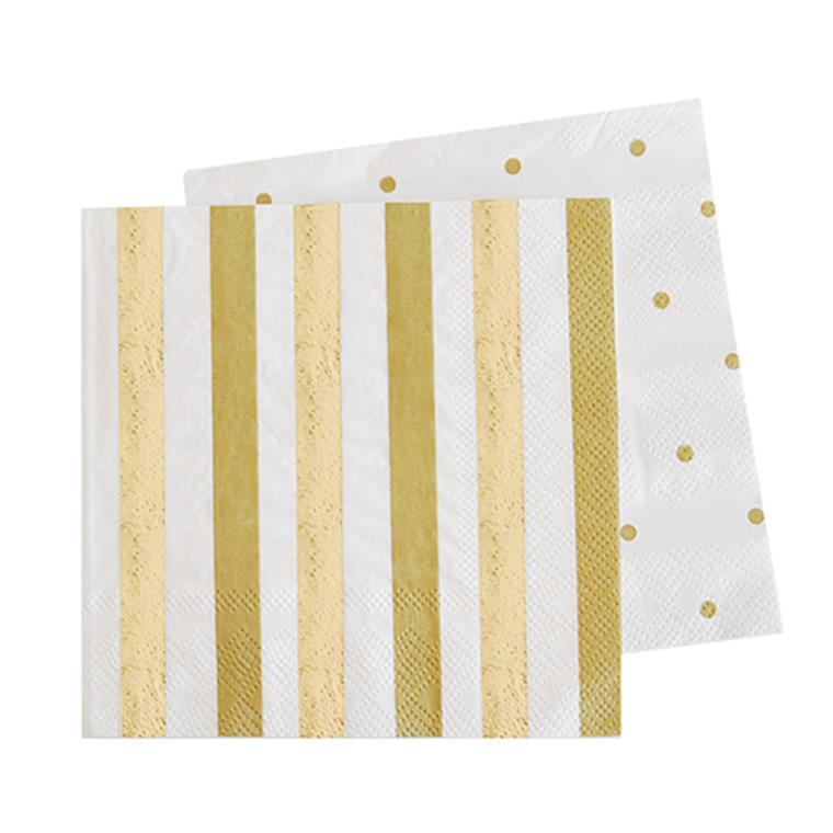 Gold Stripes & Dots Lunch Napkin 20pk