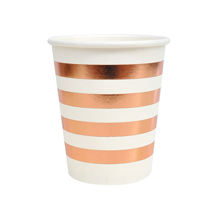 Rose Gold Stripe Paper Cups 10pk