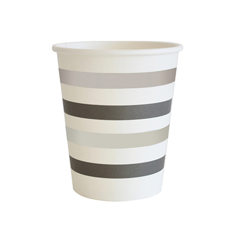 Silver & Black Stripe Paper Cups 10pk