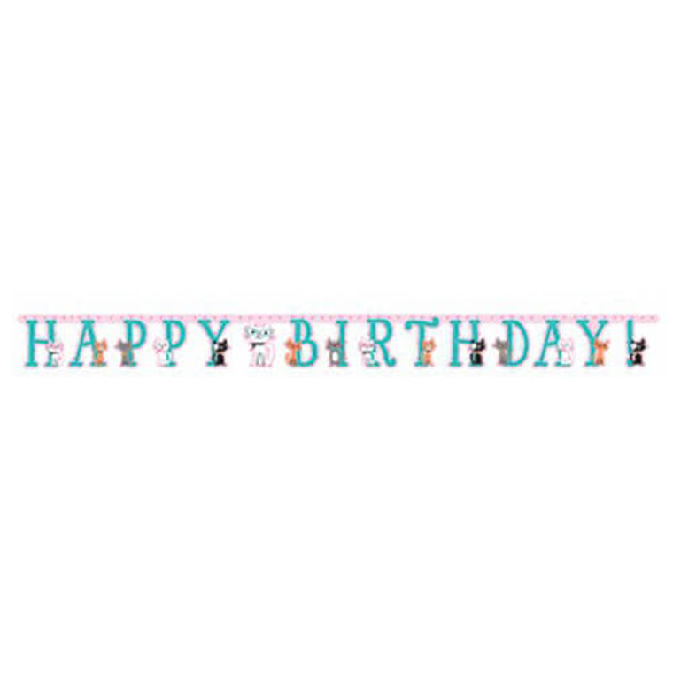 Purrfect Party Party Banner Jointed Happy Birthday