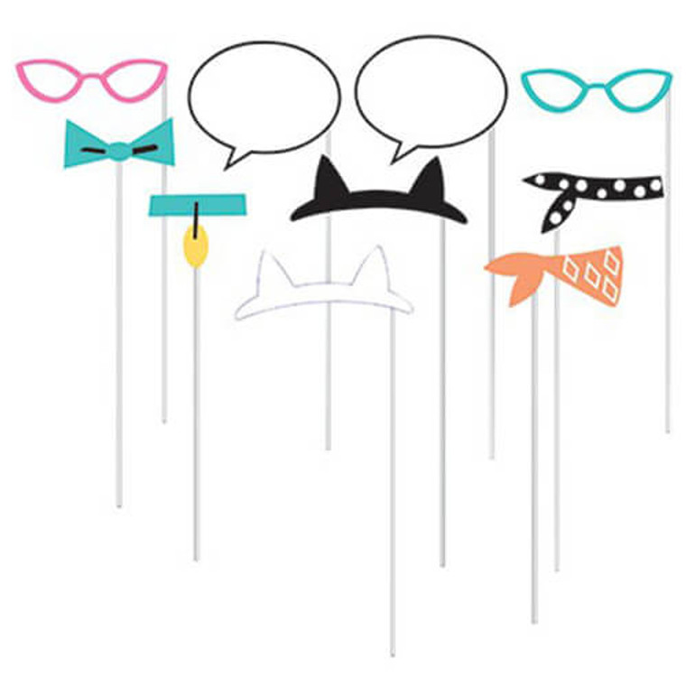 Purrfect Party Photo Booth Props Assorted 10Pk