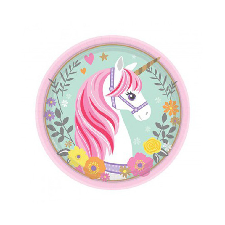 Magical Unicorn Luncheon Paper Plates Round 8Pk