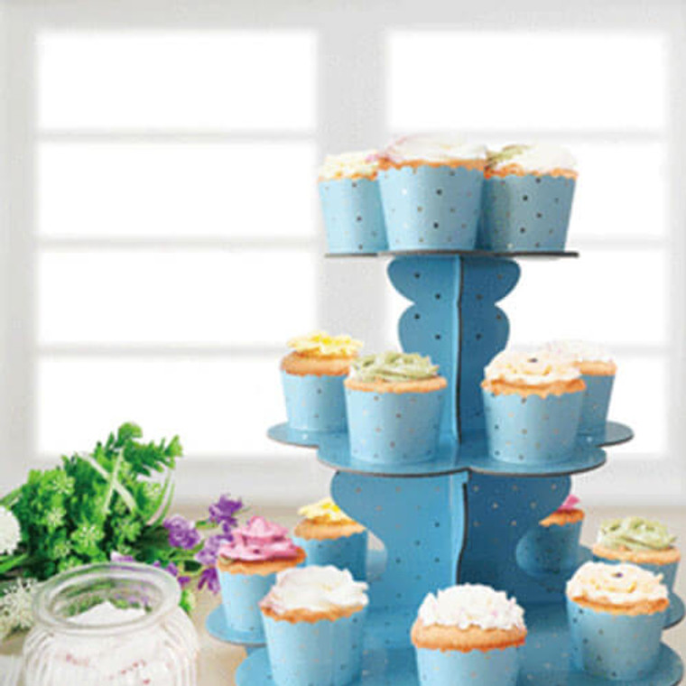 Blue Gold Foiled 3 Tier Cake Stand