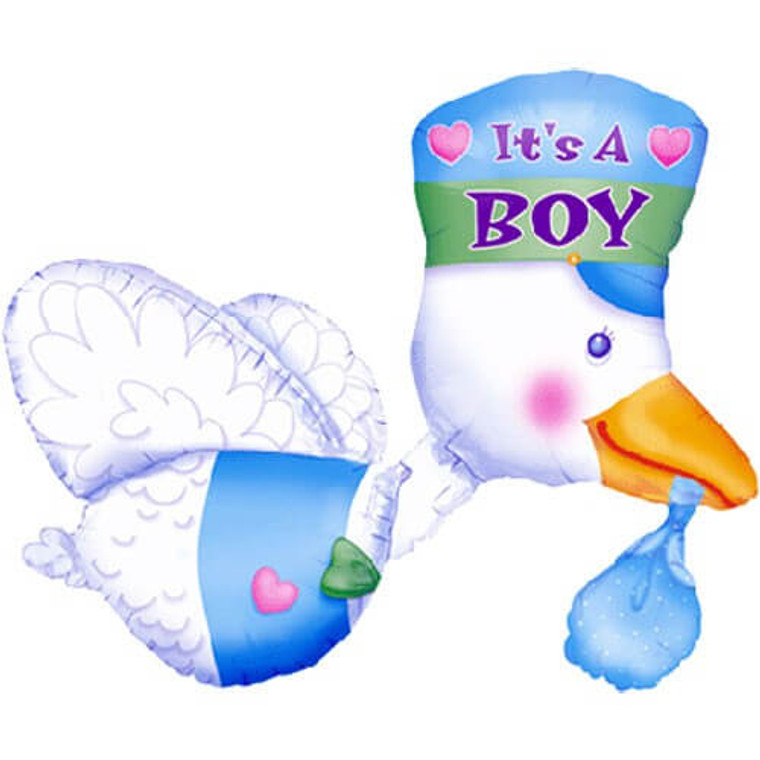 Supershape Balloon - Baby Boy Stork