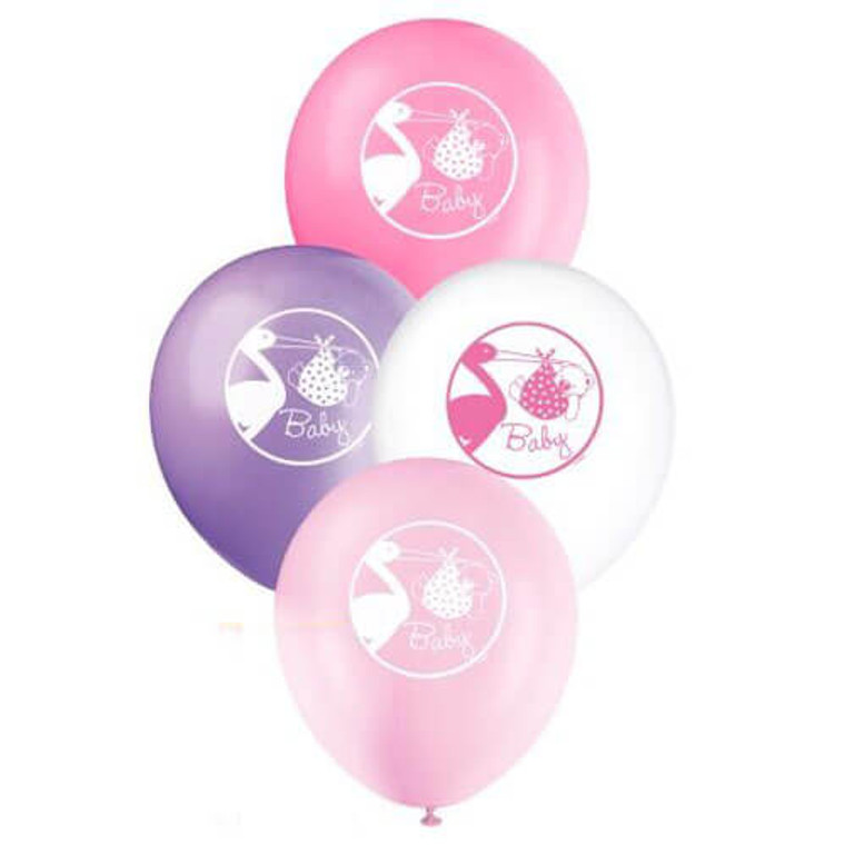 Pelican Stork Pink Balloons 30cm 8 Pack (Latex)