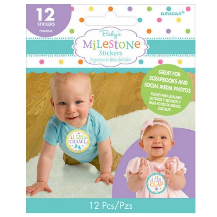 Baby Shower Milestone Stickers 12Pk