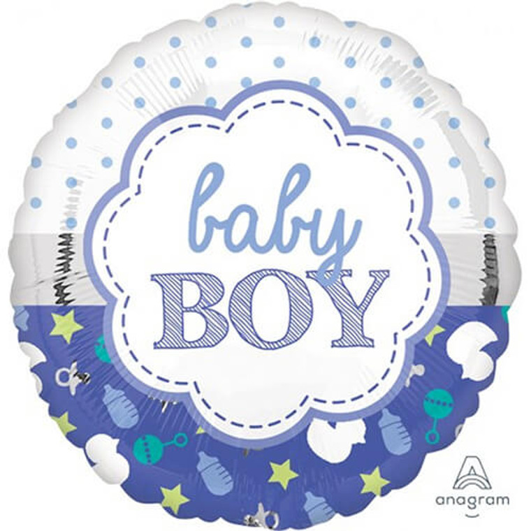 Baby Boy Scallop Foil Balloon 45cm