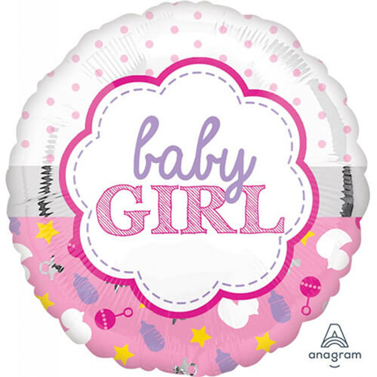 Baby Girl Scallop Foil Balloon 45cm