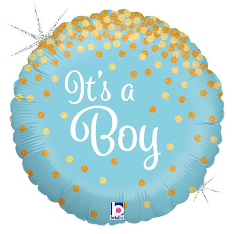 Holographic Glittering It'S A Boy Foil Balloon 45cm