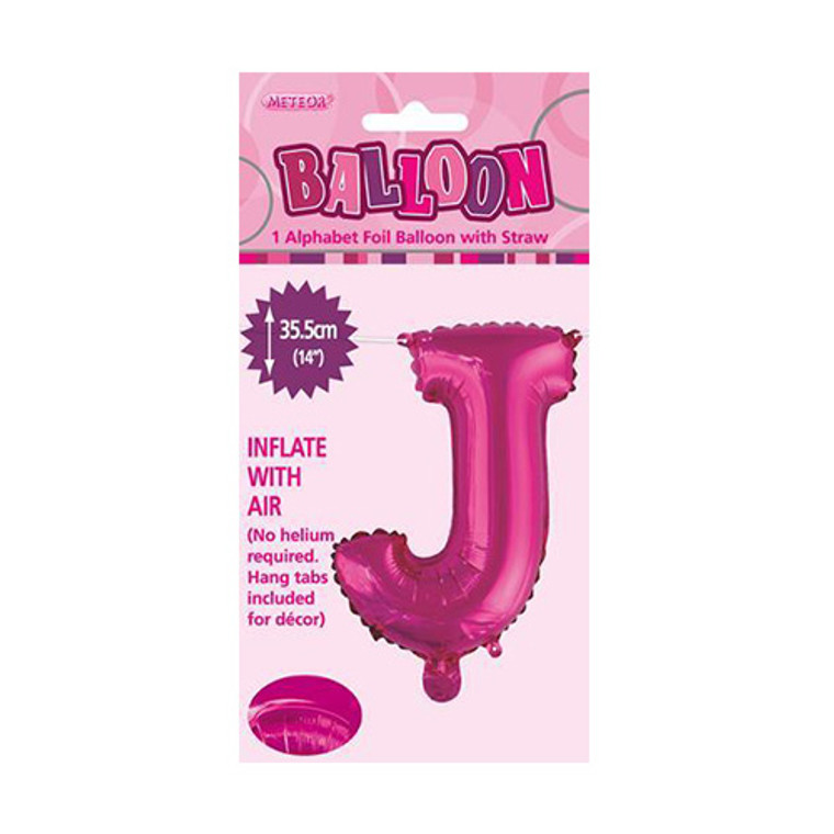 Hot Pink Alphabet Foil Balloon 35cm - J