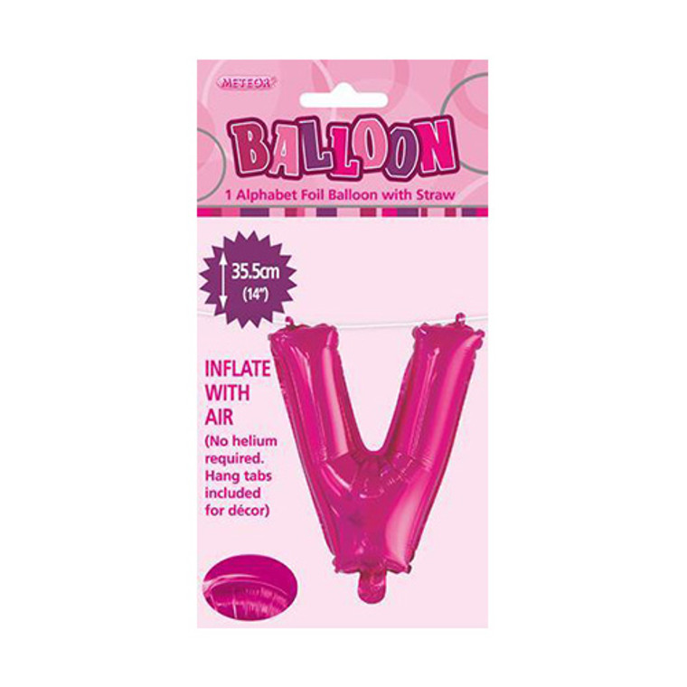 Hot Pink Alphabet Foil Balloon 35cm - V