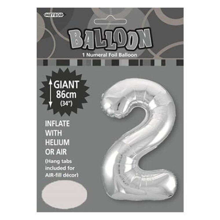 Silver Numeral Foil Balloon 86cm - 2