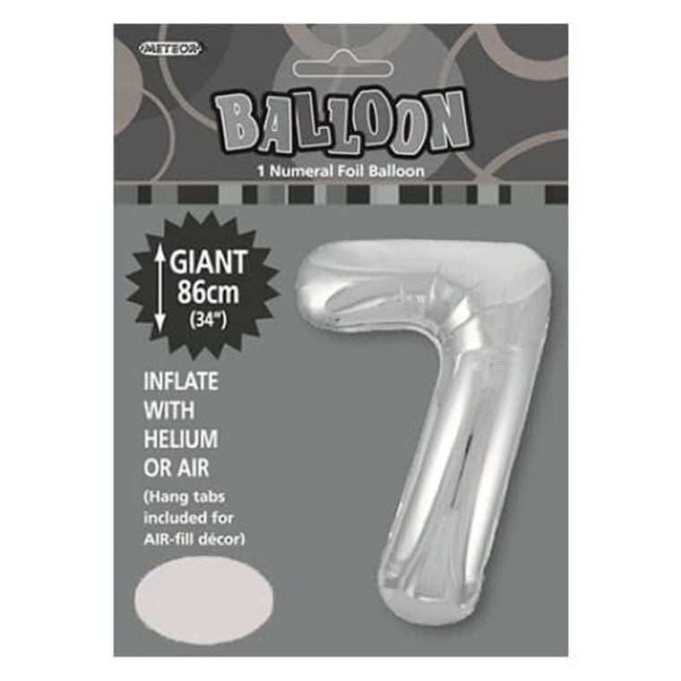 Silver Numeral Foil Balloon 86cm - 7