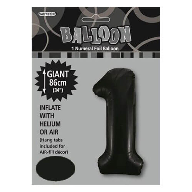 Black Numeral Foil Balloon 86cm - 1