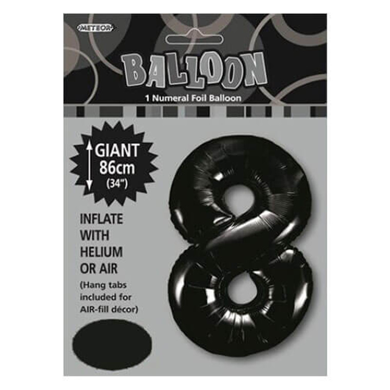 Black Numeral Foil Balloon 86cm - 8