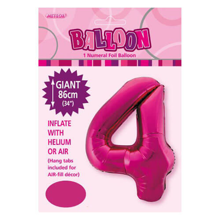 Pink Numeral Foil Balloon 86cm - 4