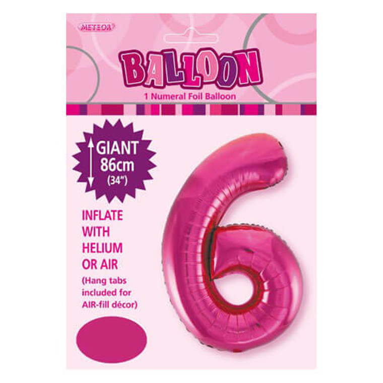 Pink Numeral Foil Balloon 86cm - 6