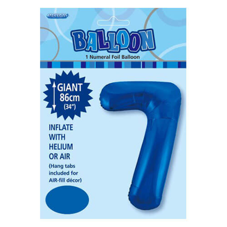 Blue Numeral Foil Balloon 86cm - 7