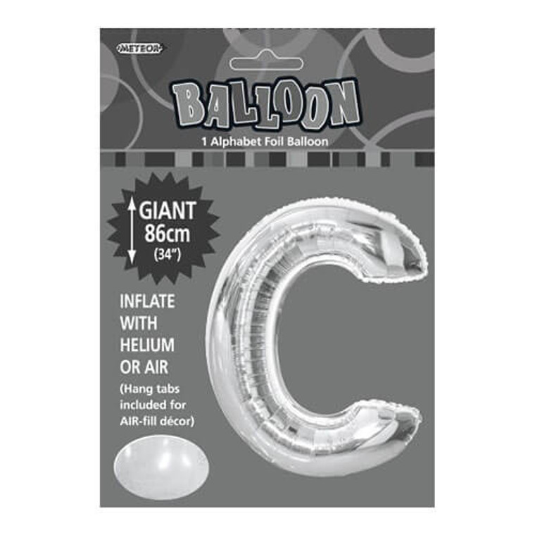 Alphabet Foil Balloon 86cm - C Silver