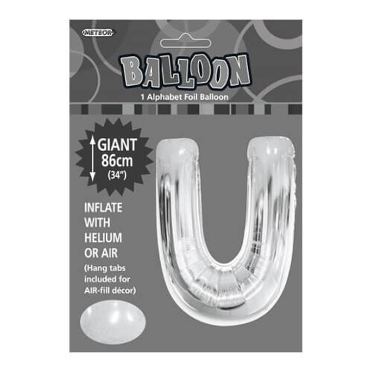 Alphabet Foil Balloon 86cm - U Silver