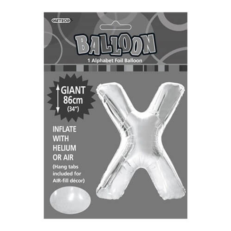 Alphabet Foil Balloon 86cm - X Silver