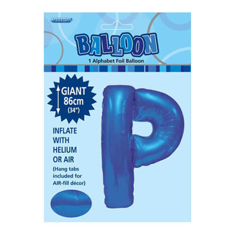Alphabet Foil Balloon 86cm - P Blue