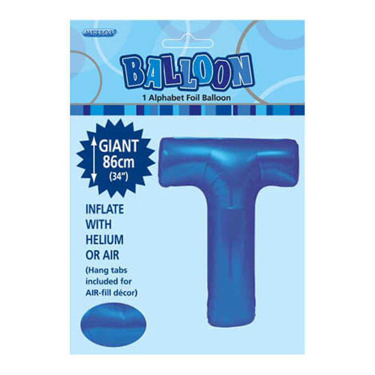 Alphabet Foil Balloon 86cm - T Blue