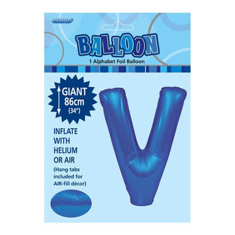 Alphabet Foil Balloon 86cm - V Blue