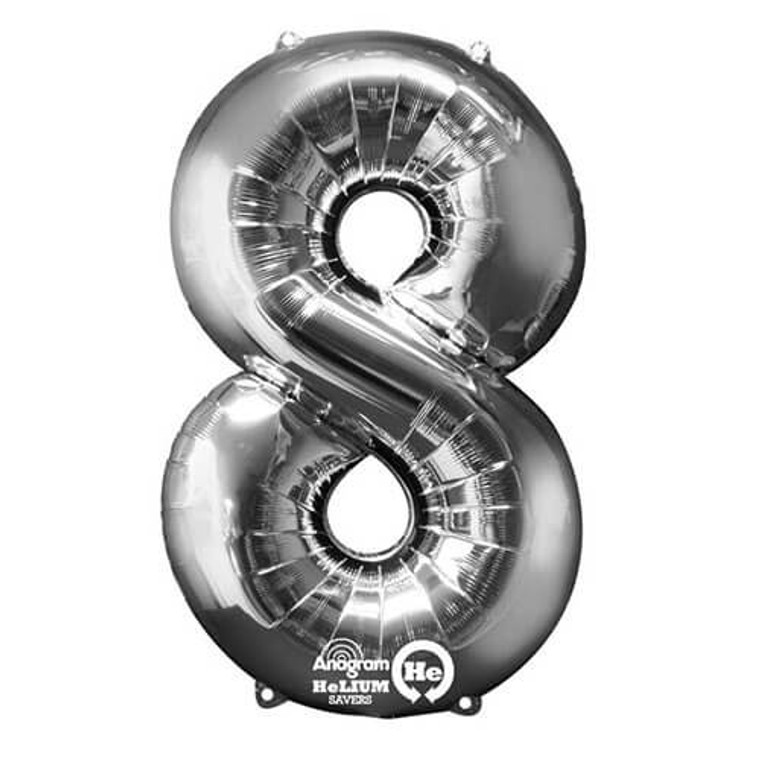 Megaloon Numeric 8 Silver - Premium Balloon